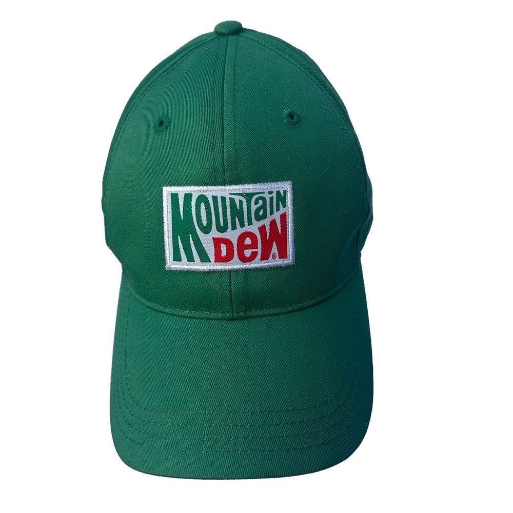 Mountain Dew Hat  Strap Back Green OSFM Adjustable 100% Cotton Baseball Cap NWOT